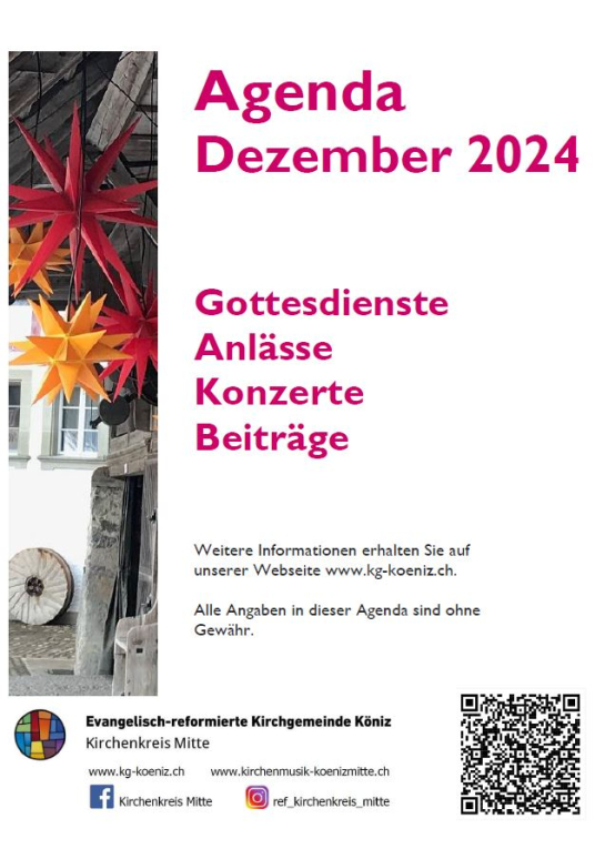 Monatsagenda Dezember 2024 des Kirchenkreises Mitte